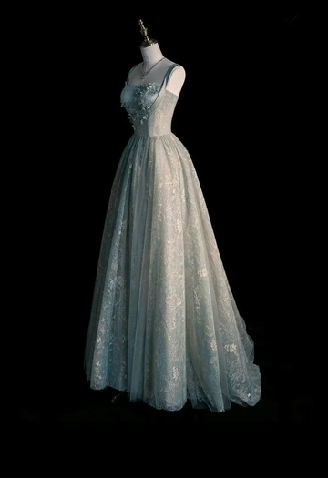 Beautiful Sage Green Long Tulle Prom Dress Evening Dress HZ1023
